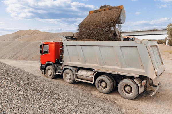 Transport trucks on site
